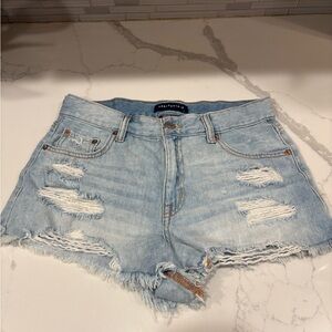 Aeropostale Vintage High Rise Shorty Women's Light Blue Denim Shorts
